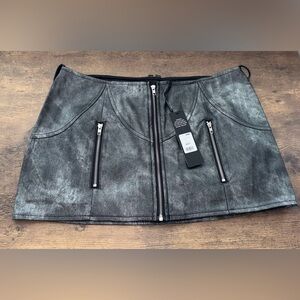 Fashion Nova Stylish Gray Zippered Faux Leather Women's Mico Mini Skirt